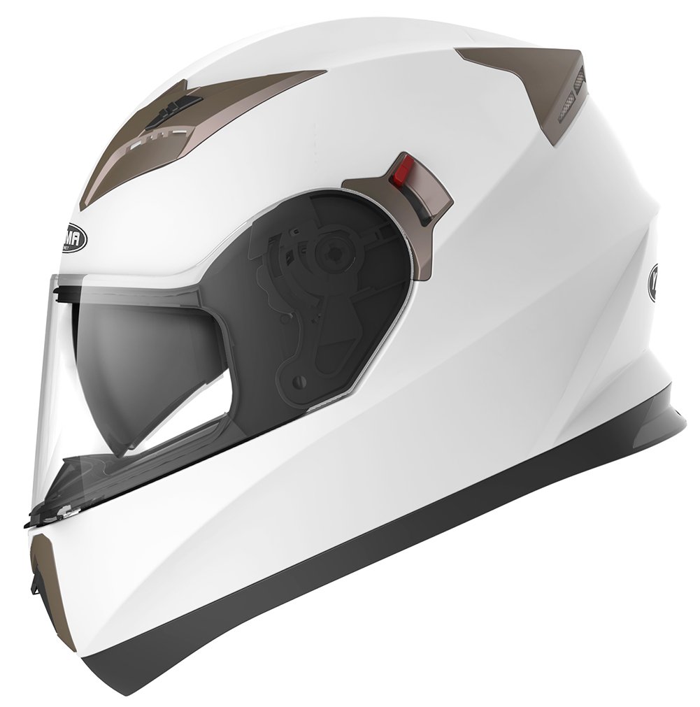 Motorbike Full Face ECE Helmet - YEMA YM-829 Racing Motorcycle Helmet with Sun Visor - White, L