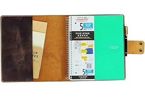 D&M LEATHER STUDIO Rustic leather cover case for 5 five star spiral notebooks leather portfolio case for 8.5 x 11 letter size spiral notebook NFS81105S