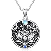 PROESS Lotus Evil Eye Necklace Sterling Silver Lotus Necklace Evil Eye Pendant Necklace Spiritual Protection Jewelry Gifts for Women Men for Birthday Christmas
