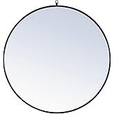 Elegant Decor Rowan 36" Round Metal Frame Hooked Mirror in Black