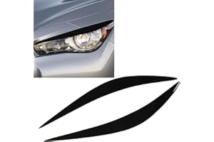 Camrusic Glossy Black Headlight Cover Eye lid Eyebrows, Pair Headlight Eyelid Headlamp Eyebrow Strip Trim Compatible with Infiniti Q50 2014-2019