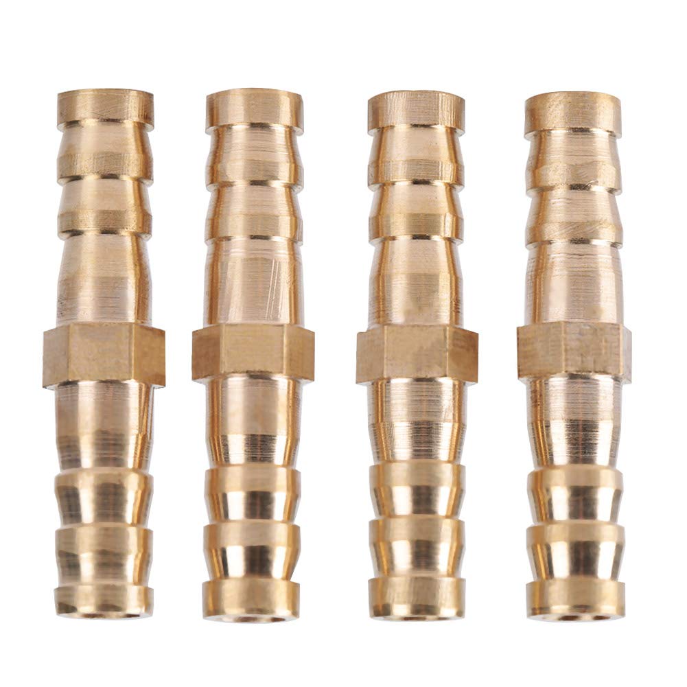 Brass Barb Reducer Tube Splicer Joiner Pipe Compression Hose Straight Pipe Fitting Joint Components (8-8mm)
