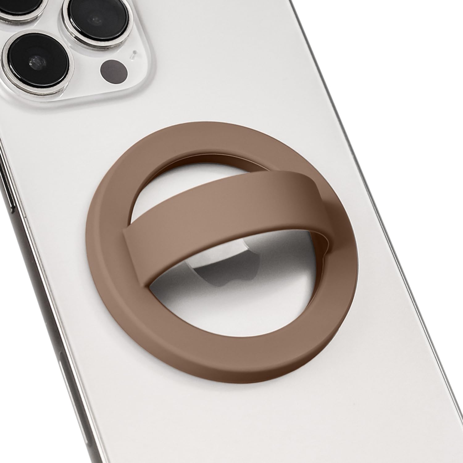 Magnetic Silicone Phone Grip,Comfy Finger Loop Grip Phone Holder,Strong Grip,Comfortable,Easy to Install and Remove,Compatible with Magsafe for iPhone 16/15/14/13/12 Series (Coffee)