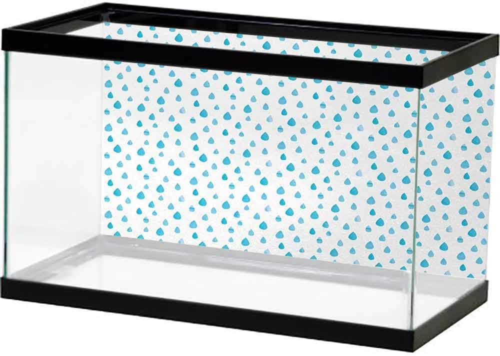 SLLART Aquarium 3D Backdrops Blue and White,Watercolor Drip Drops Pattern in Various Sizes Terrain Humidity Zone Sign,Blue White Underwater World Wallpaper Decoration