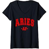 Womens ARIES ASTROLOGY ZODIAC SIGN DECORATIONS WOMEN MEN KIDS V-Neck T-Shirt