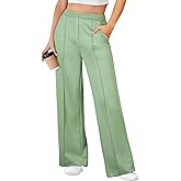 Aleumdr Women's Wide Leg Pants High Waist Casual Pants Fall 2025 Sweatpants Lounge Work Pants Slack with Pockets