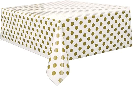 Amazon Com Polka Dot Plastic Tablecloth 108 X 54 Gold Kitchen Dining