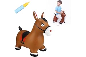 INPANY Bouncy Horse Hopper Toys, Toddlers Bouncing Farm Animals, Inflatable Jumping Hopping Horse, Ride on Rubber Bouncer for Kids, Outdoor Indoor Cool Birthday Gifts for 2 3 4 Year Old Girl Boy