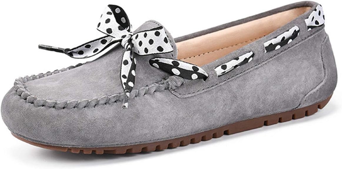 Ladies Moccasin Shoes Stylish Suede Work Office BowKnot SlipOn Shoes