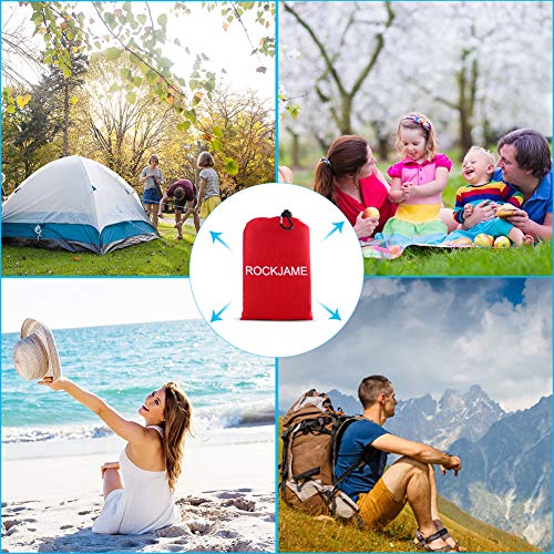 Rockjame Beach Blanket Outdoor Picnic Blanket Compact Pocket Waterproof Ground Cover Sand Proof Crawling Mat 78”x59” with Carabiner Tent Pegs for Travel, Hiking, Camping, Festival, Sports - Thumbnail 6