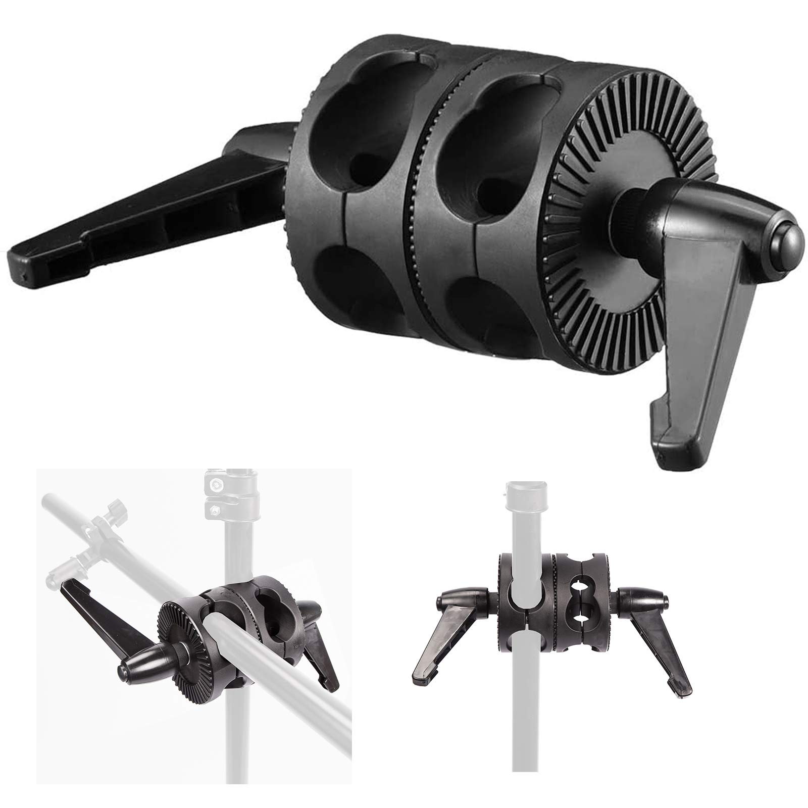 Dual Swivel Grip Head Clamp Studio Boom Arm Bracket Reflector Holder Photo Photography