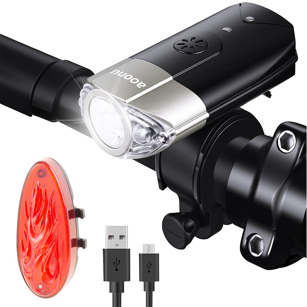Aoonu Rechargeable LED Bicycle Lights for Front and Rear IP65