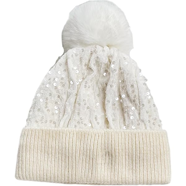 Soark*l Cream Ribbed Knit Pom Beanie - Women\'s Winter Hat Amazon.com: FURTALK Womens Beanie Satin Lined Knitted Beanie  main image 2