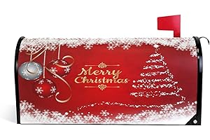 WAMIKA Merry Christmas Mailbox Cover Standard Size Winter Snowflake Xmas Tree Magnetic Mailbox Covers Garden Yard Post Wraps Letter Box Cover Decorations 21" L x 18" W