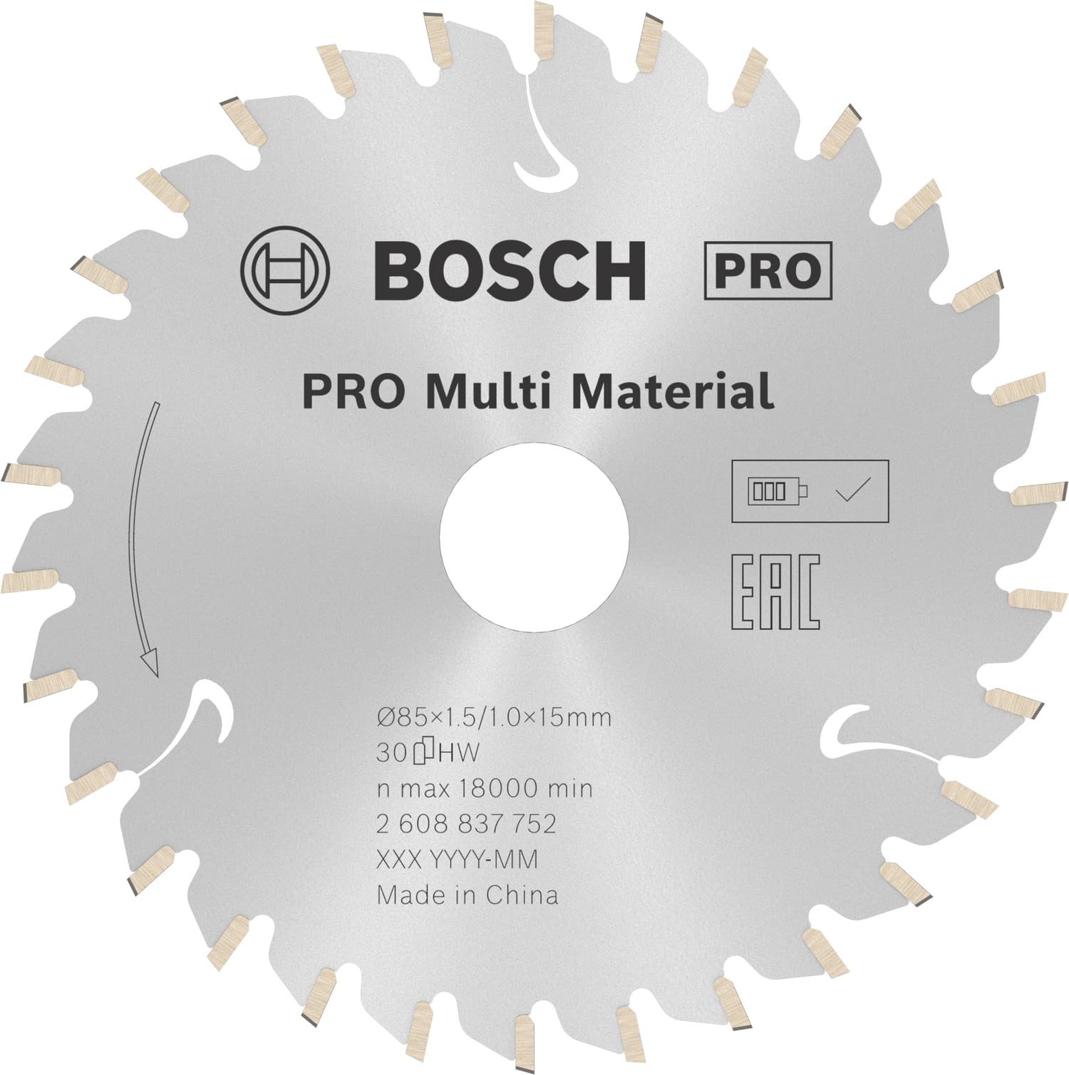 Bosch 1x PRO Multi Material Circular Saw Blade for Cordless Hand-Held Saws (for Aluminium, Plastics, Ø mm, Professional Accessory Hand-Held Circular Saw)