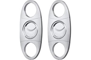 TLHAOA Cigar Cutter Guillotine Stainless Steel Smooth Double Blade Exquisite Cigar Clippers Cigar Accessories(2 Pack) (Silver)