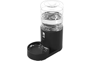 CZPET Dog Water Dispenser, 4L Cat Water Dispenser, Automatic Gravity Cat Water Bowl, Visible Window, Safe and Unplugged for Pet Cat Dog (Black, 4L)