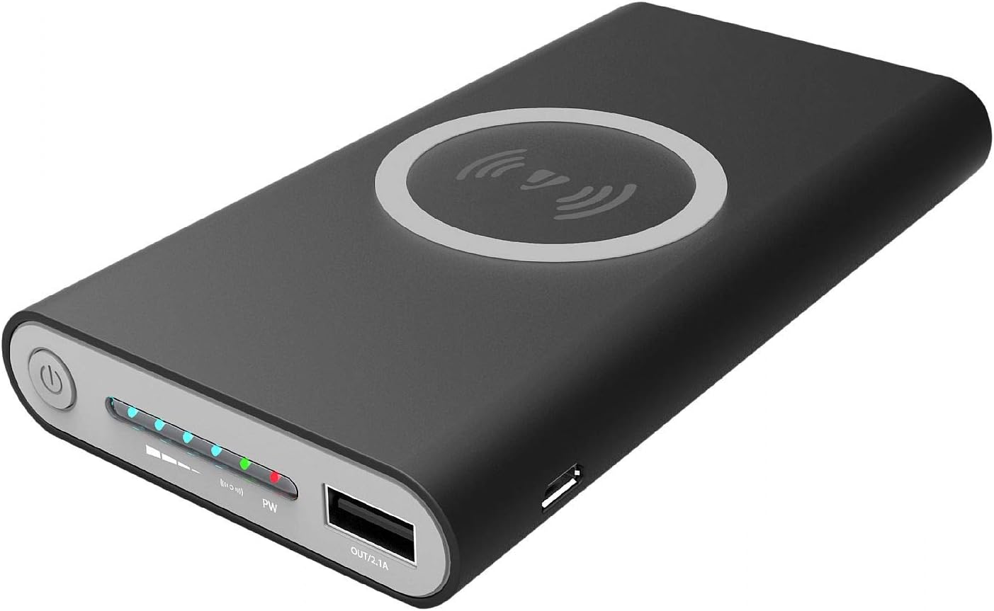 Jarv 10,000mAh Portable Power Bank Wireless Charging Pad and USB External Battery Pack w/Rapid Type-C Charger Port and LED Display
