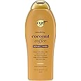 OGX Smoothing + Coconut Coffee Exfoliating Body Scrub with Arabica Coffee & Coconut Oil, Moisturizing Body Wash for Dry Skin, Paraben-Free with Sulfate-Free Surfactants, 19.5 Fl Oz