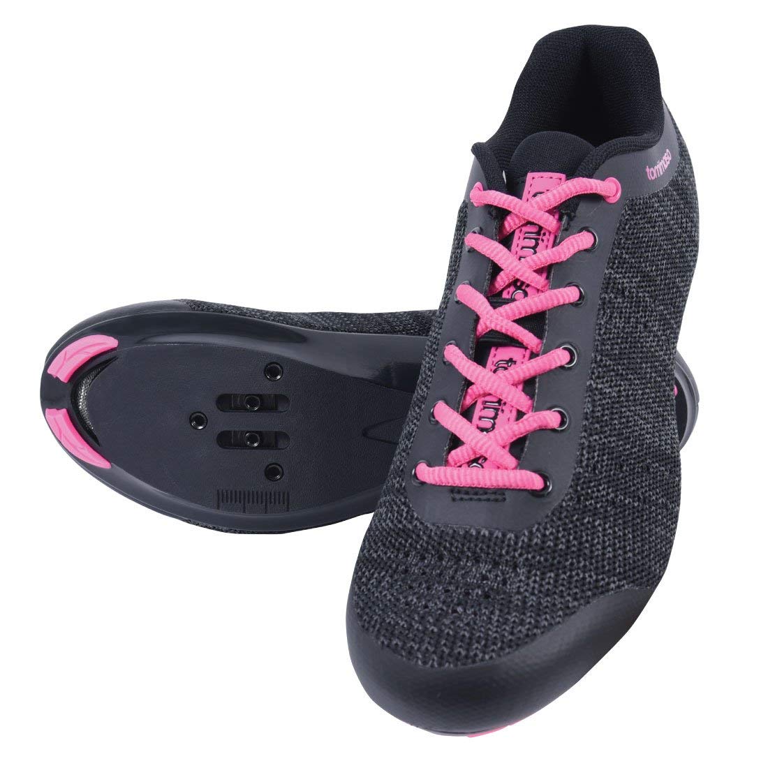 Tommaso Pista Aria Knit Women's Indoor Cycling Class Ready Shoe and Bundle with Compatible Cleat, Look Delta, SPD - Black, Pink, Grey, Blue