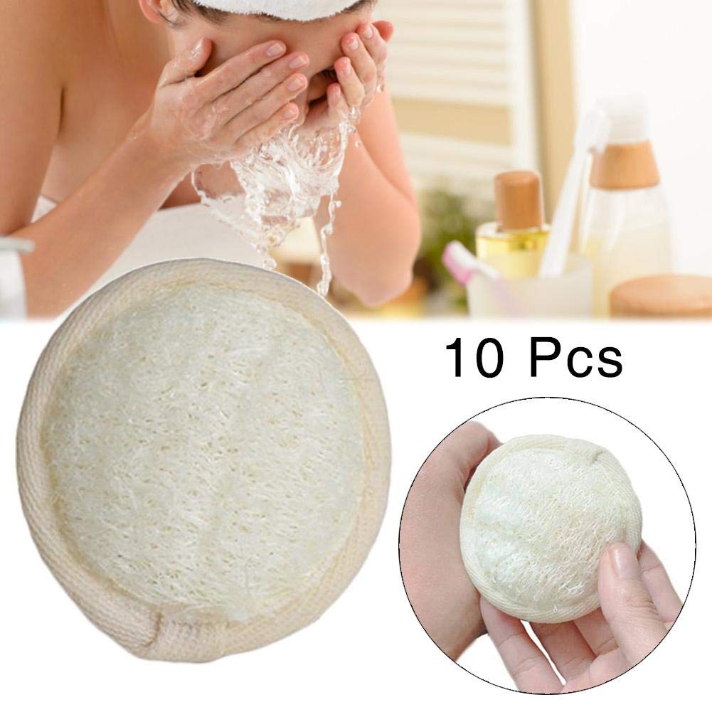 10 PCS Loofah Sponge Exfoliating Loofah Face Brush, 100 Natural Loofah Pads Facial Cleansing Scrubber for Men and Women