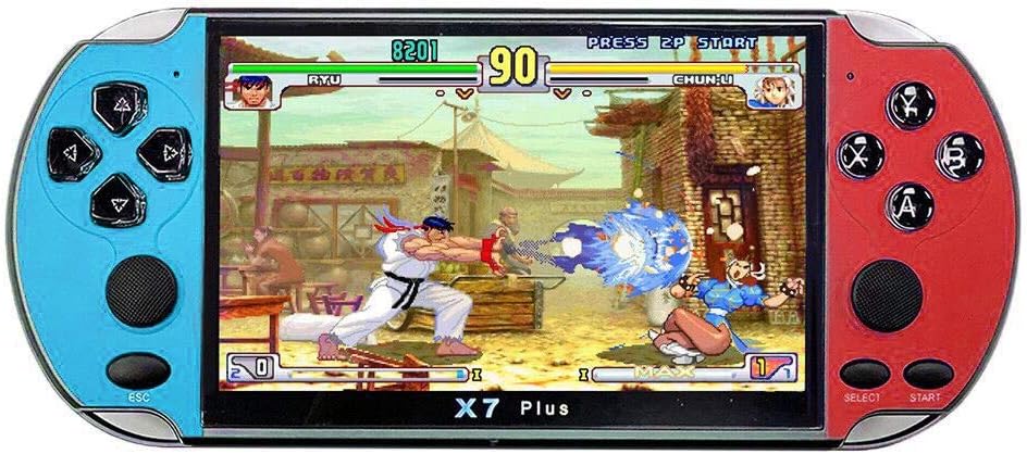 Mintuse X7 Plus Portable Retro Game Console Built in 1000 Games, 5.1 Inch Large Screen PSP Mini Arcade FC Red and White Console Support GBA / Arcade (Red)