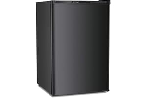 Antarctic Star Upright Freezer 3.0 Cu.ft, Compact Mini Freezer with Reversible Single Door, Temperature Control, Removable Shelves, Small freezer Stainless Steel for Dorms Home Office, Black