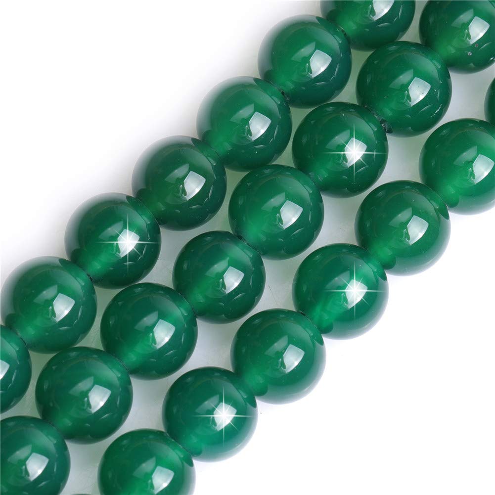 Natural Green Agate Gemstone Semi Precious Round 10mm Loose Beads for Jewellery Making DIY Bracelet Necklace Crafts 15''