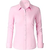 CUNLIN Womens Cotton Button Down Shirts for Women Fitted Long Sleeve Formal Dress Shirt Work Blouses Tops