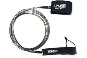 XM SURF MORE Big Wave Premium Surfboard Leash, 5/6/7/8/9/10/12/15ft Lengths, Big Wave (.313in) Cord Thickness, Many Colors, Key Pocket, Unbreakable Swivels, Detachable Railsaver, Made in USA