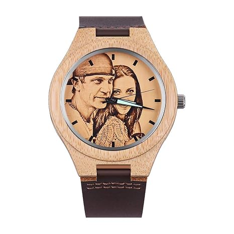 Supreme glory Personalisierte Armbanduhr Holz Uhr Mit Fotogravur Textgravur Unisex Analog Foto Armbanduhr Mit Geschenkbox Gru