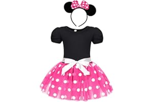 WonderBabe Toddler Girl Polka Dots Fancy Dress Up Costume Princess Christmas Birthday Party Tulle Dress with Headband
