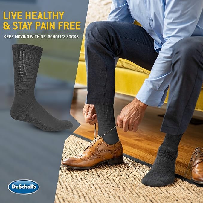 Dr. Scholl's Work mens Diabetes & Circulator Socks - 4 & 6 Pair Packs - Non-binding Moisture Management
