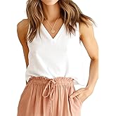 IDEALSANXUN Womens V Neck Cropped Linen Tank Tops Spring Summer Sleeveless Shirts