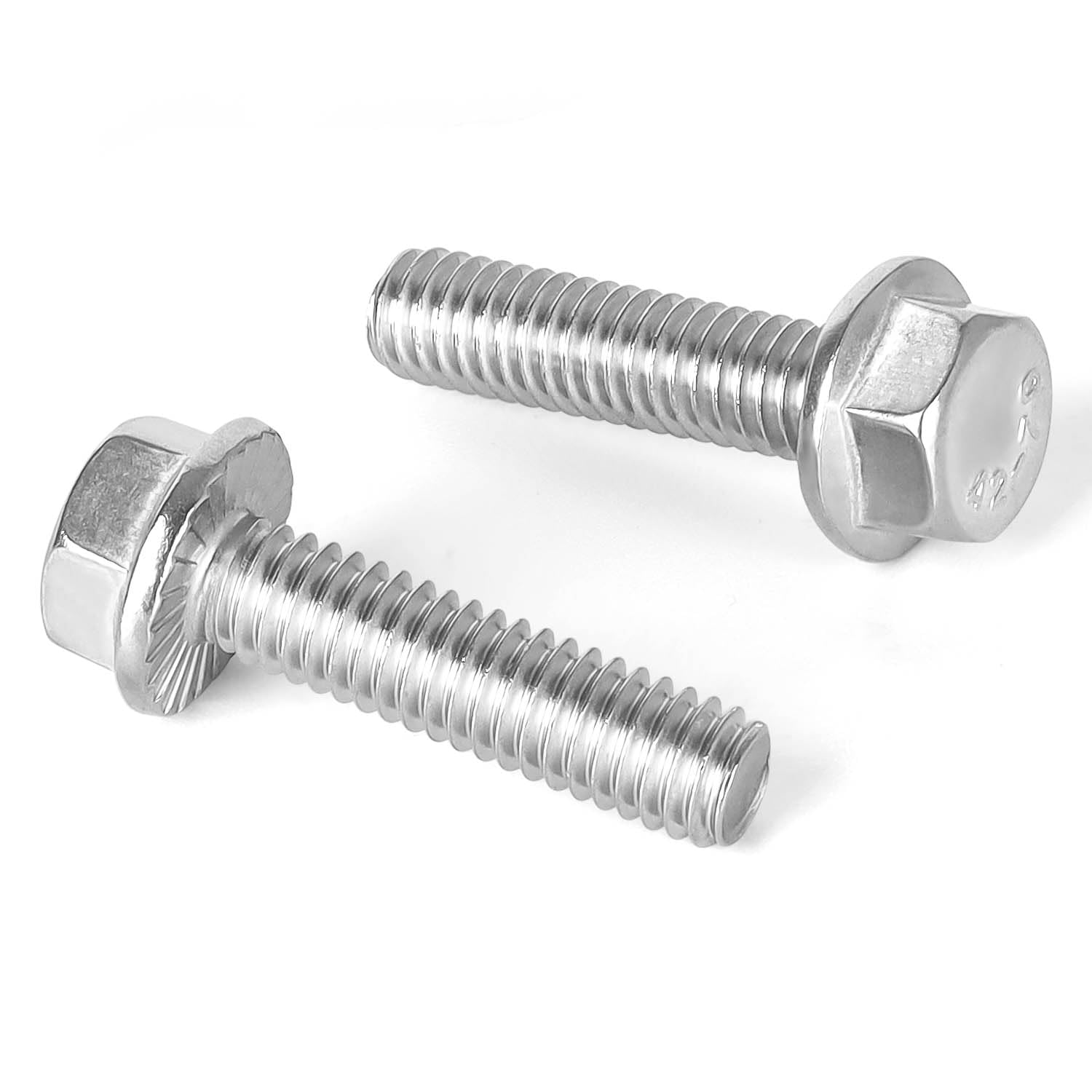 Photo 1 of 1/4-20 x 1 (25 PCS) Flanged Hex Head Bolts, Flange Washer Head Hexagon Screws, 18-8 Stainless Steel (304), Plain Finish, Full Thread