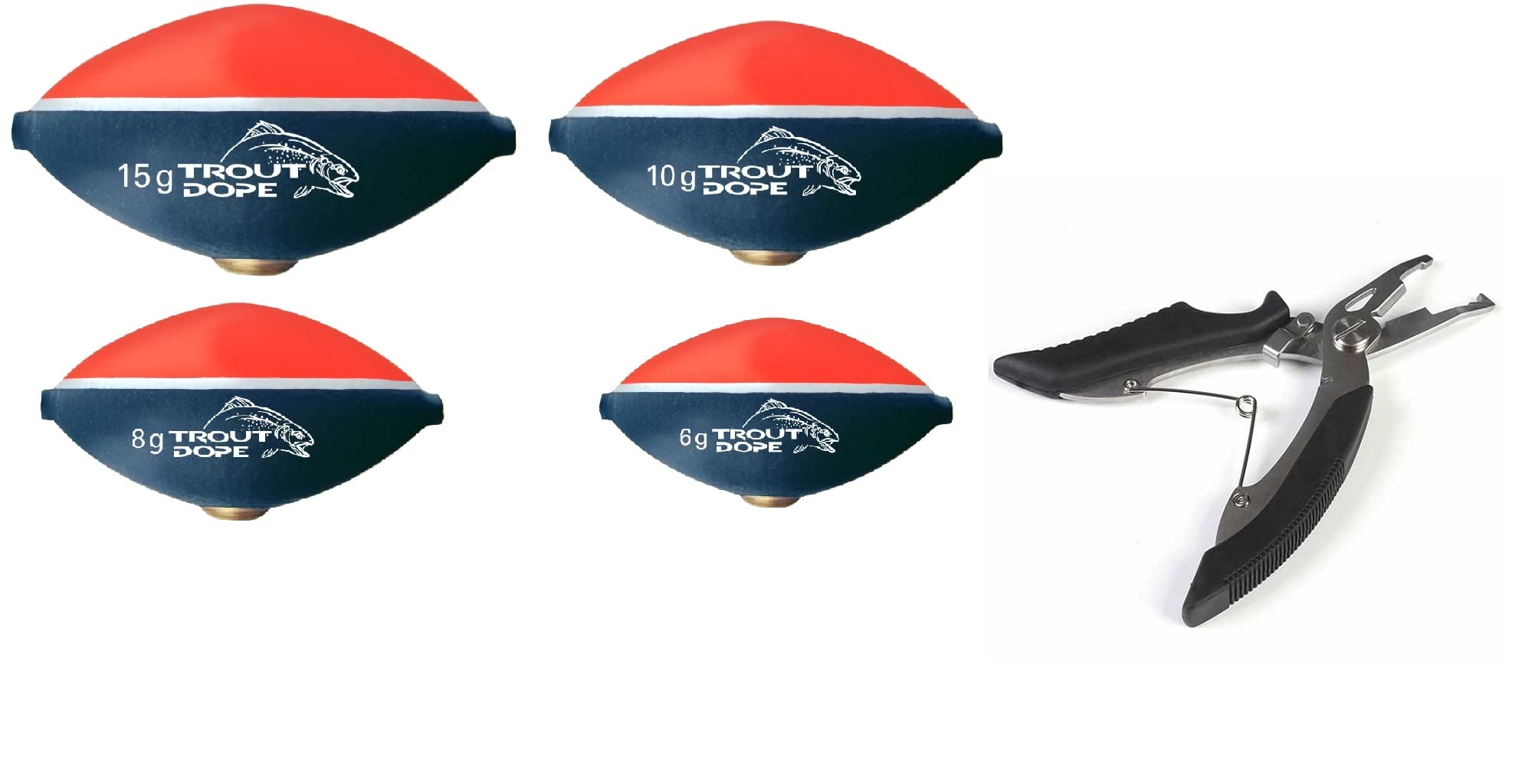 blntackle76 Set of 4 x Jenzi trout float (1 x 6 g, 1 x 8 g, 1 x 10 g, 1 x 15 g), trout egg and free fishing scissors