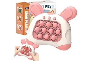INBOXXE Quick Push Toy with Lights, Fast Push Bubble Game Animal Version Fidget Sensory Toys, Pocket Game for Kids Children's Decompression Breakthrough Puzzle Game Machine (Pink)