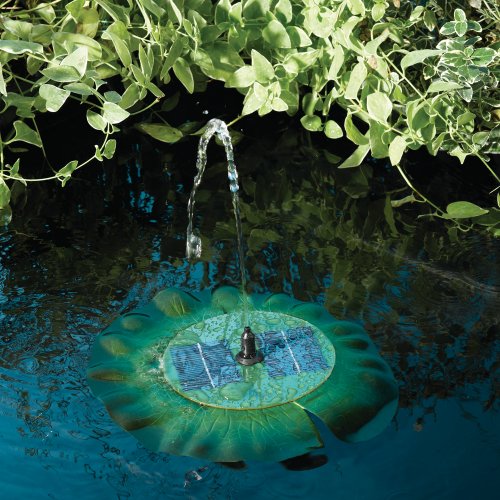 Smart Solar 24402R01 Aquatic Range Floating Lily Solar Fountain Powered By An Included Solar Panel That Operates An Integral Low Voltage Pump With Filter, Includes 3 Different Fountain Heads