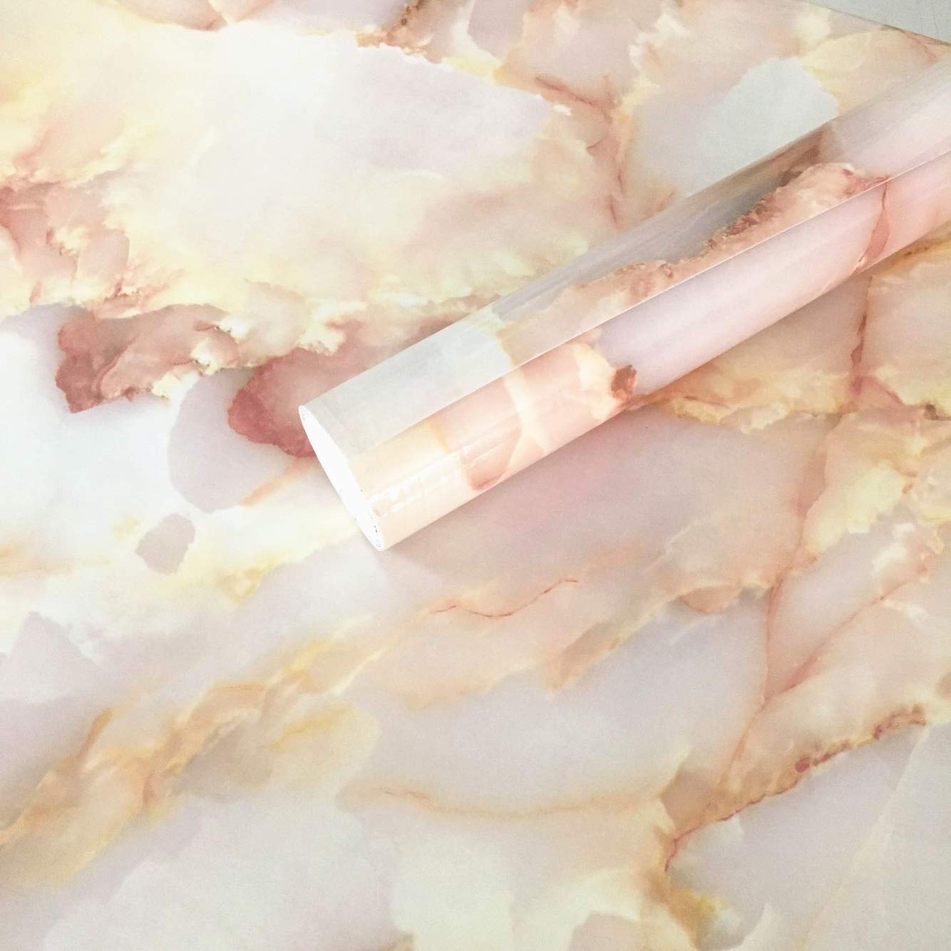 40cm X 200cm Elegant Marble Adhesive Paper Peel Stick Granite Vinyl Wallpaper Film Kitchen Bathroom Countertop Sticker Furnitures Marble Sticky Back Plastic Roll