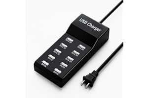 UMERYU USB Charging Station 50w10A 10-Port Charger, Multiport Charger Hub, Compatible with iPhone, Galaxy, iPad Tablet, and Other Devices（Black）