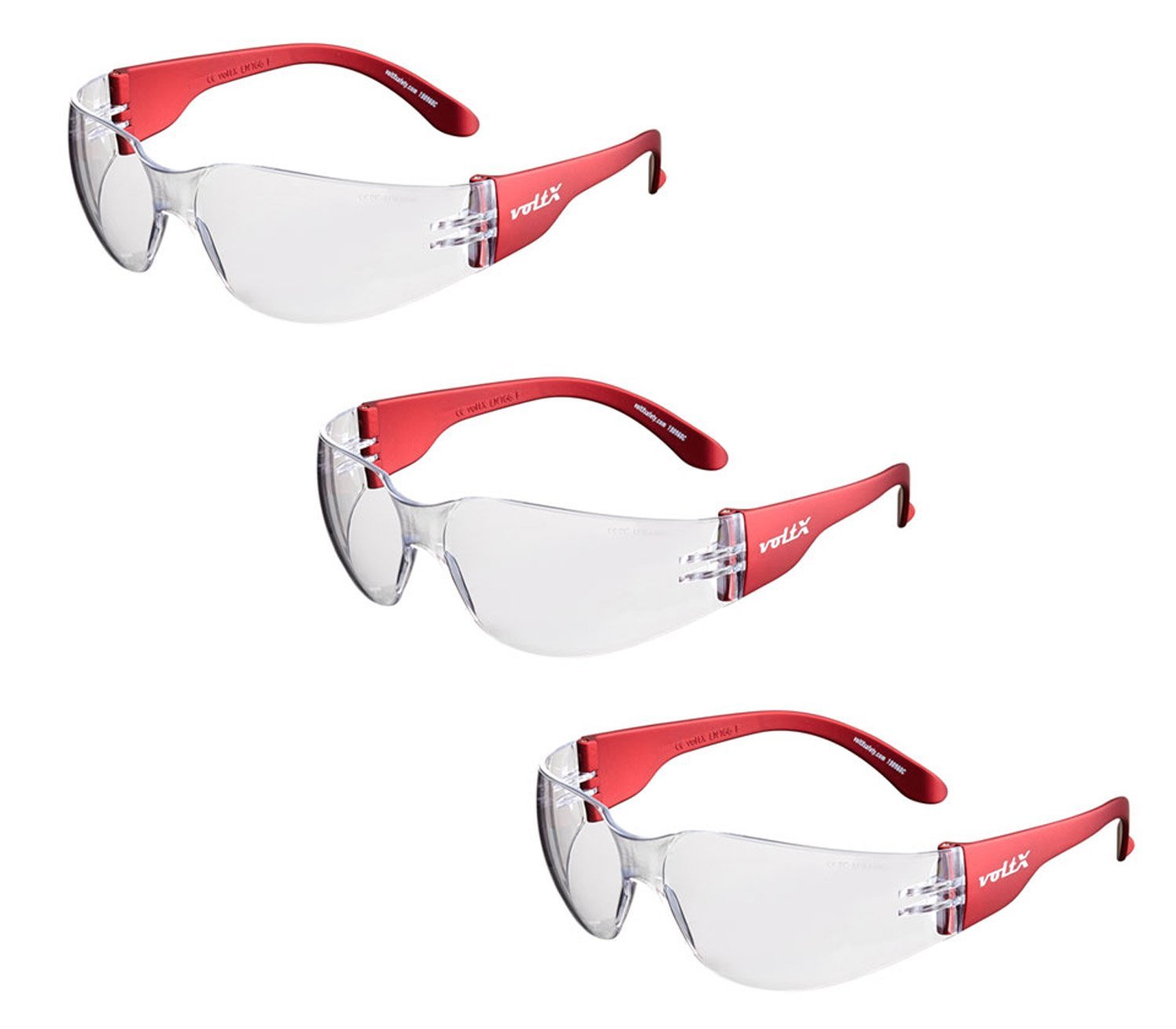 voltX 3 x GRAFTER’ Lightweight Industrial Safety Glasses, UKCA & CE EN166f Certified/Cycling Safety Glasses (Clear Lens) Anti-fog and Anti-scratch, UV400 lens protection.