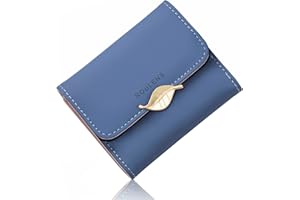 Roulens Small Wallet for Women RFID Blocking PU Leather Leaf Pendant Card Holder Organizer Zipper Coin Purse