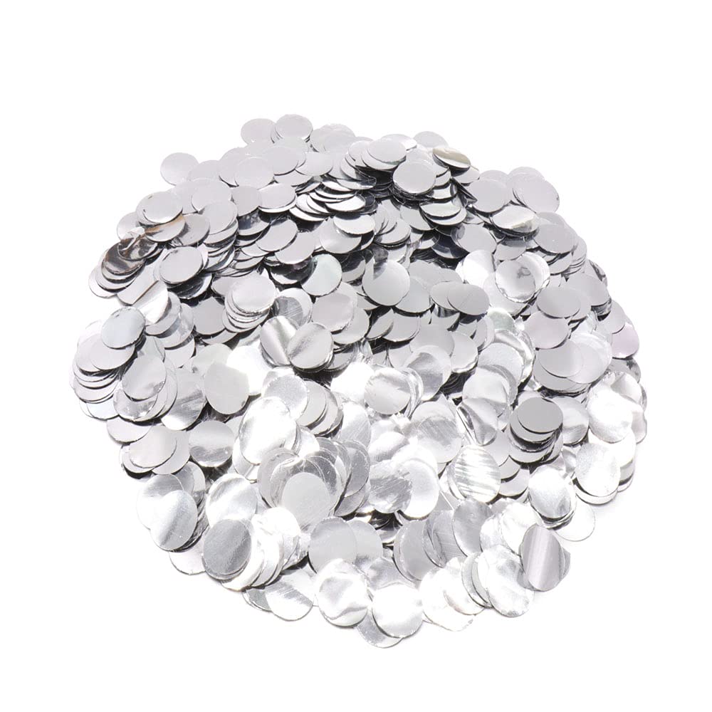 CYIOU 14000 Pieces/100g Paper Table Confetti Silver Metallic Shiny Round Confetti Tissue for Wedding Anniversary Birthday Party Baby Shower Valentine's Day and Balloon Decorations,1.5cm (3.53 oz)