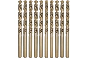 Metric Cobalt Drill Bits 6mm 10PCS, M35 high Speed Steel, high Hardness Straight Shank Drill, Mechanical or Hand Drill for Dr