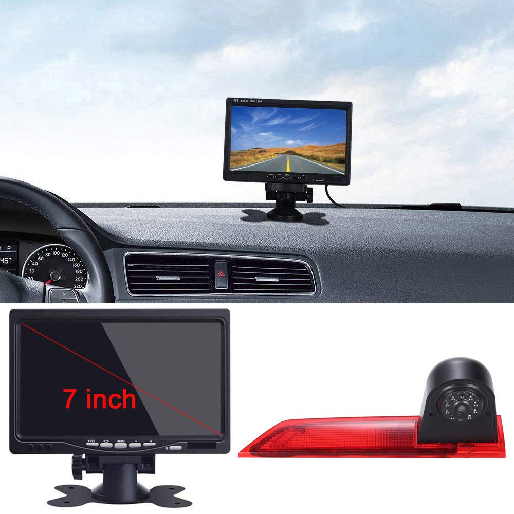 【Parking Camera Kit】7'' Inch TFT LCD Screen Auto Monitor + HD IR Night Vision Brake Light Rear View Camera Backup Camera for Ford Transit Custom 2012-2016 /Transporter VAN
