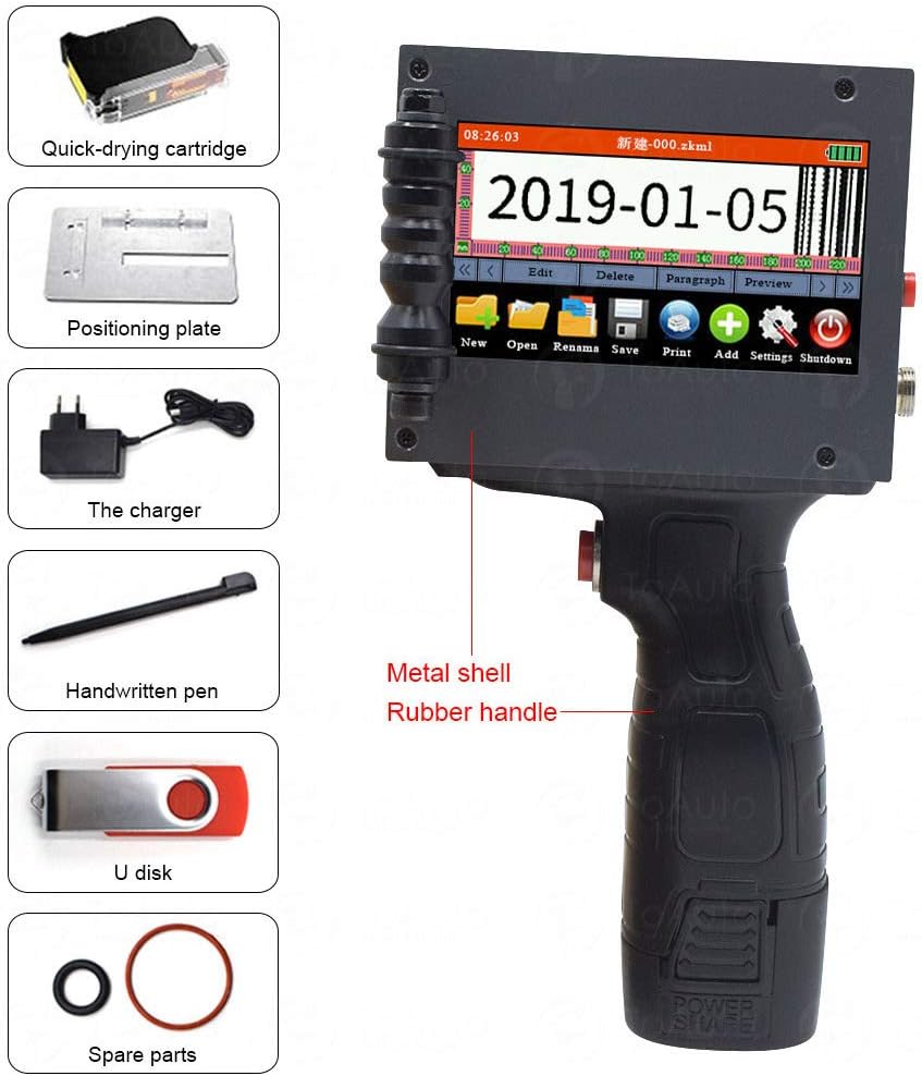 Newest Handheld Inkjet Printer 300DPI / 400DPI / 600DPI Label Printer with Touch Screen QR Code Production Logo Date Label Printer