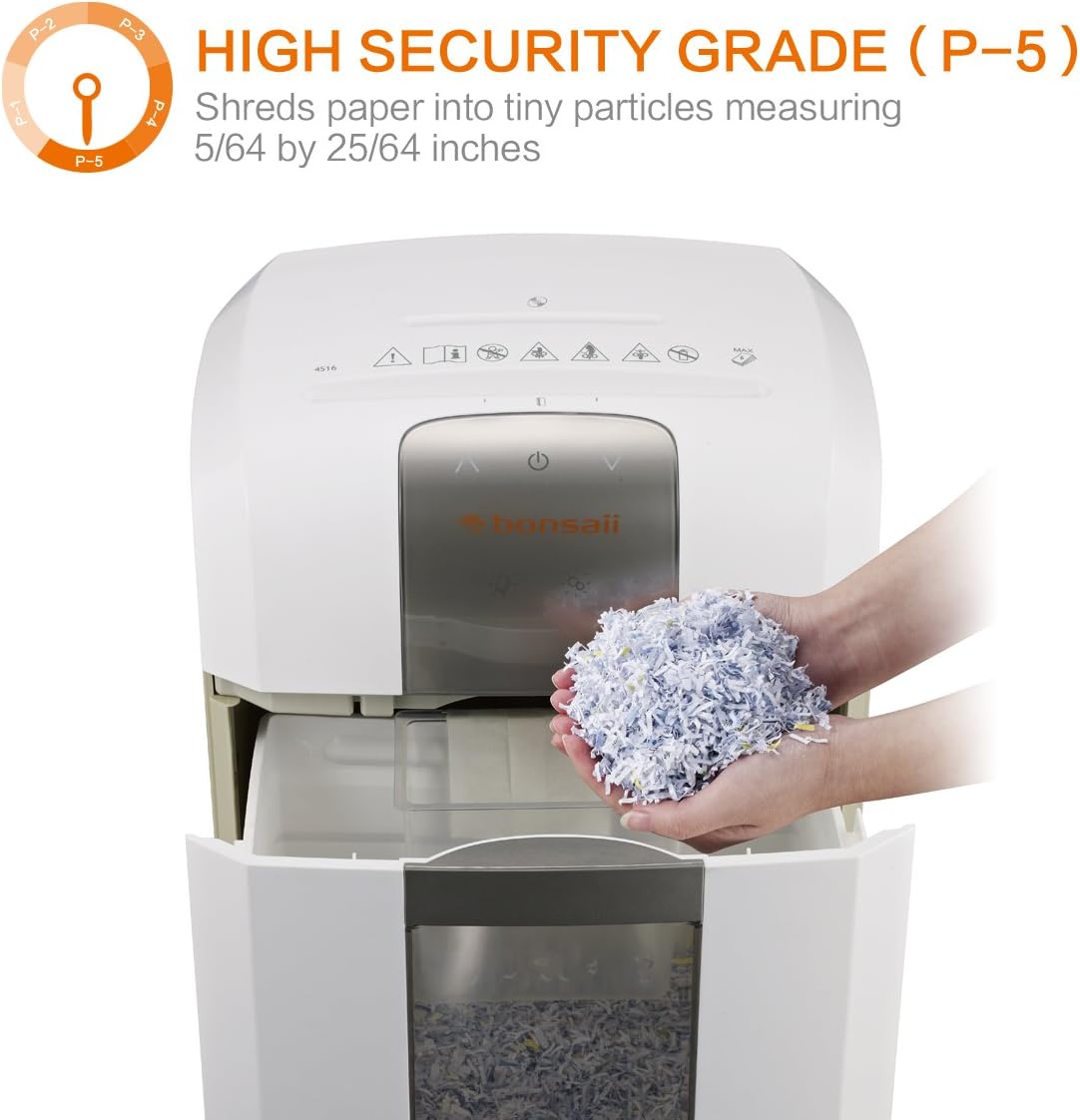Bonsaii EverShred Pro 4S16 6-Sheet Micro-Cut Paper/CD/Credit Card Shredder, 60 Mintues Continuous Running with 4 Easy Move Casters, High Security P-5, White : Office Products