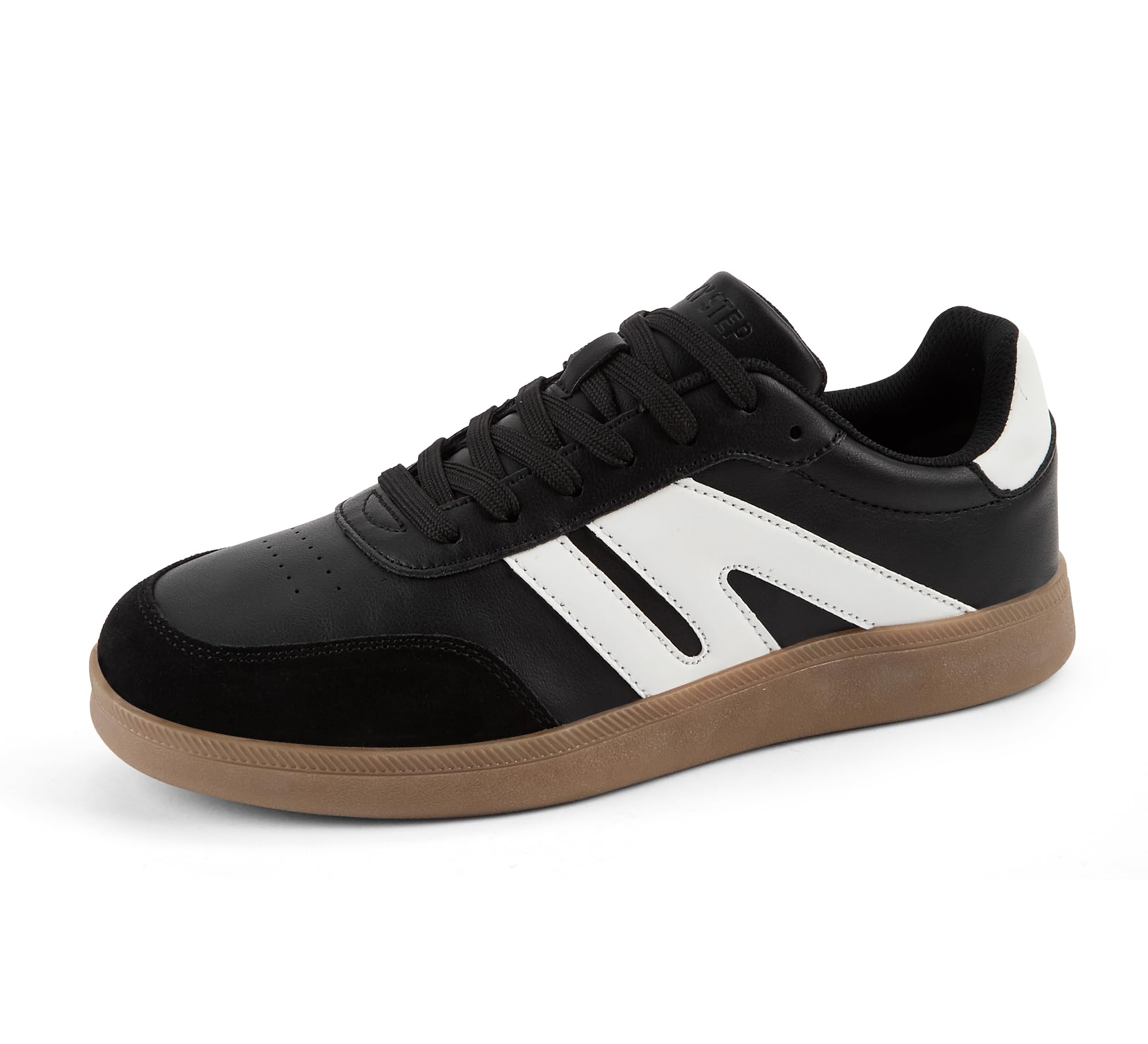 Photo 1 of LUCKY STEP Men's Retro Fashion Sneakers Low Top Comfort Trainers Casual Lightweight Classic Walking Shoes(12 M US Black/White)