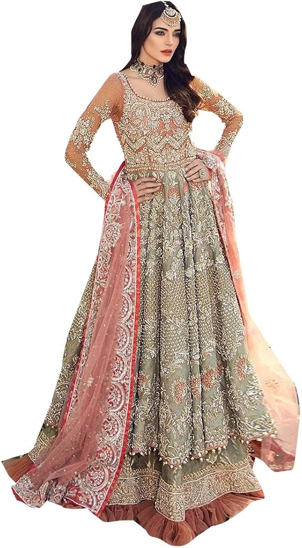 PINKKART Pakistani Butterfly Net Embroidery Anarkali Skirt