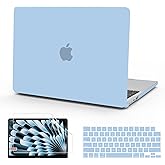 B BELK Compatible with MacBook Air 15 inch Case 2026 2025 2024 2023 Release M4 M3 M2 A3241 A3114 A2941 Liquid Retina Display, Matte Plastic Hard Shell Case +Keyboard Cover +Screen Protector, Airy Blue